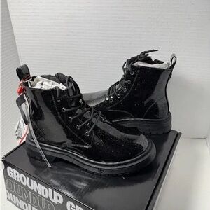 Kids Girl Boots size 7 Child Ground Up NEW Sparkle black Ankle